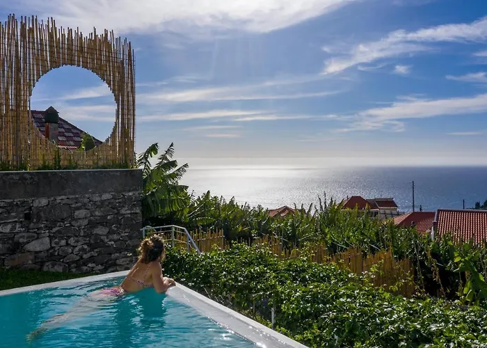 Casas Da Vargem Shared Swimming Pool By An Island
